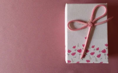 white and red heart print gift box